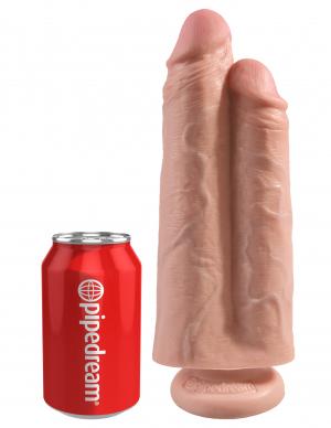 King Cock 9 inches Two Cocks One Hole Beige Sex Toy Product