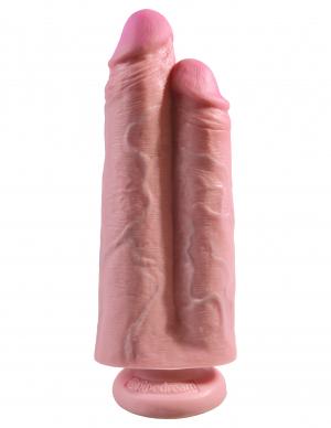 King Cock 9 inches Two Cocks One Hole Beige Sex Toy Product