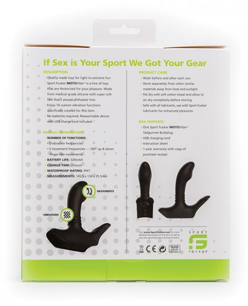 Sport F*cker Motovibe Tailgunner Butt Plug Black Sex Toy Product