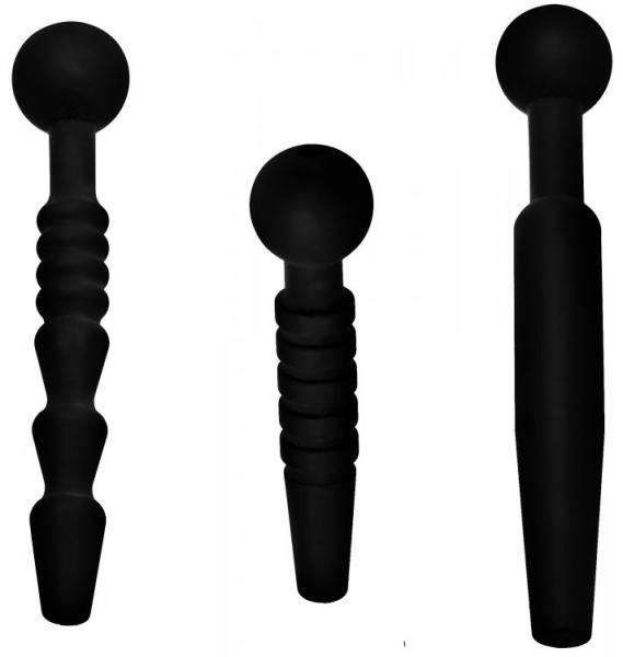 Dark Rods 3 Piece Silicone Penis Plug Set Black Sex Toy Product