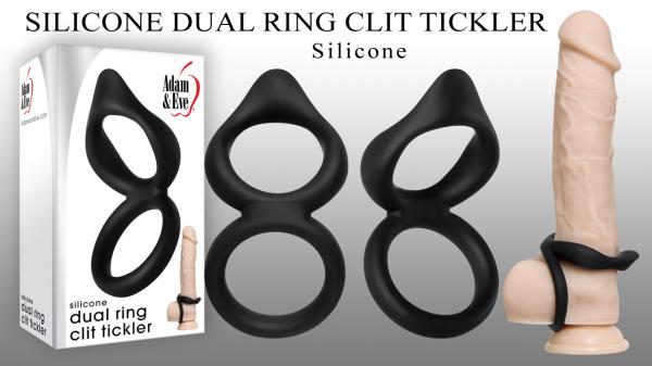 Silicone Dual Ring Clitoral Tickler Black Cock Ring Sex Toy Product