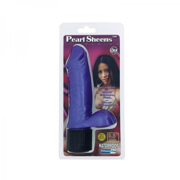 Pearl Shine Realistic Vibrator with Balls Purple Sex Toy Product