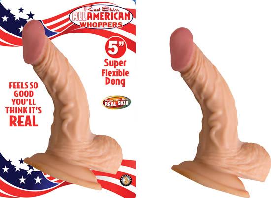 All American Whopper 5 inches Curved Dong, Balls Beige Sex Toy Product