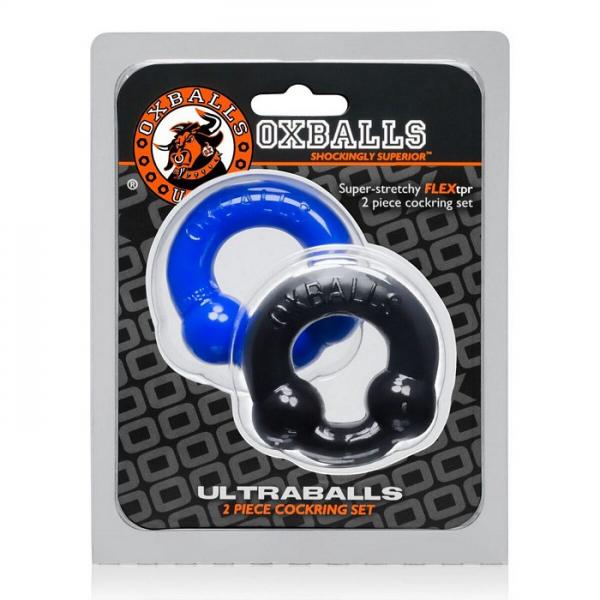 Oxballs Ultraballs Cock Ring 2 Pack Black, Police Blue Sex Toy Product