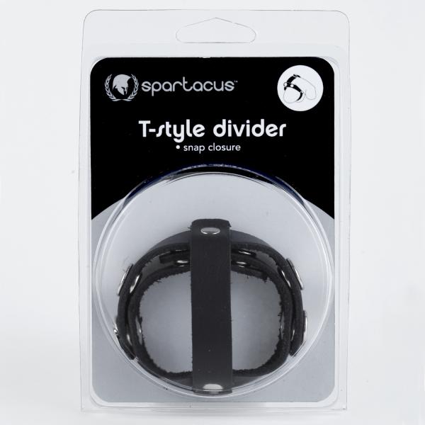 T Style Ball Divider Leather Snap Closure Black Sex Toy Product