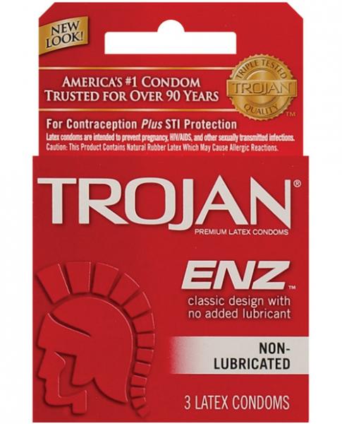 Trojan Enz Non-Lubricated Condoms - Box of 3 Sex Toy Product