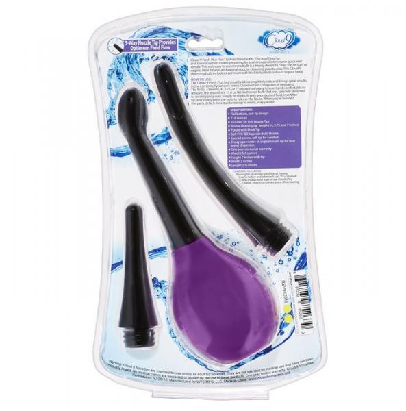 Cloud 9 Fresh + Deluxe Anal Soft Tip Enema Douche 3 Soft Nozzle Tips  Sex Toy Product