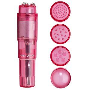 Cloud 9 Novelties Mini Massager Pocket Rocket Pink & 4 Attachments Sex Toy Product