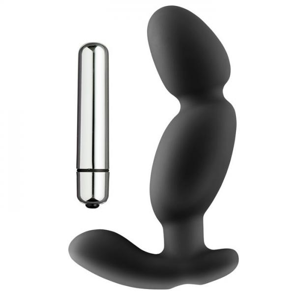 Pro Sensual Soft Angled Tip Anal Prostate Massager Black Bonus C Rings Sex Toy Product