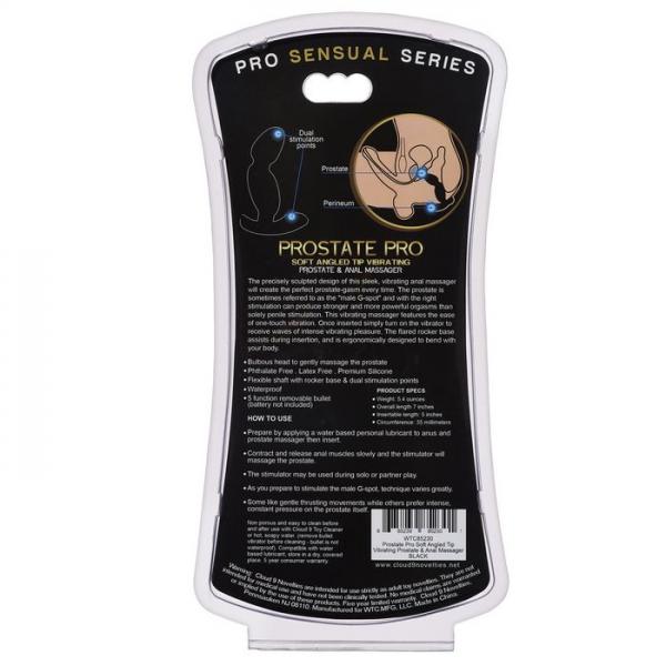 Pro Sensual Soft Angled Tip Prostate Anal Massager Black Bonus C Rings Sex Toy Product