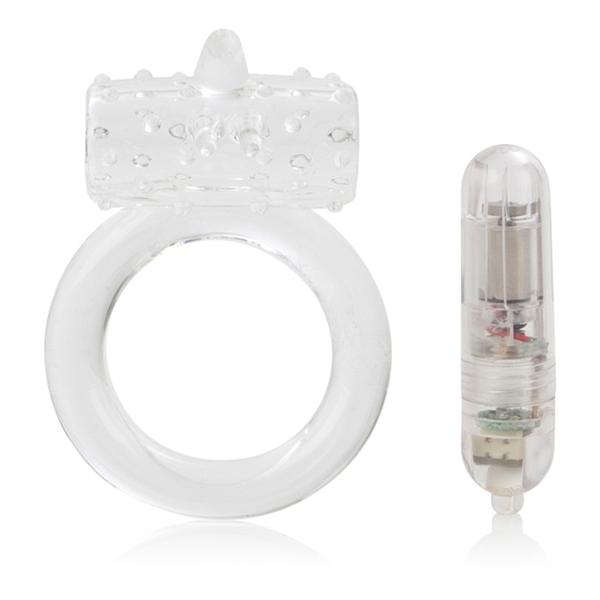 One Touch Flicker Clear Vibrating Ring Sex Toy Product