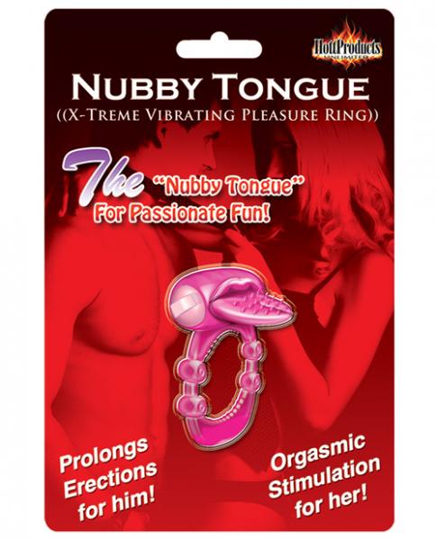 Nubbie Tongue Magenta Pink Vibrating Cock Ring Sex Toy Product