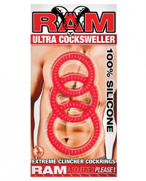 Ram Ultra Silicone Cocksweller Cock Rings Red Sex Toy Product