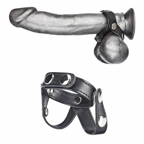 C & B Gear V-Style Cock Ring with Ball Divider Black Sex Toy Product