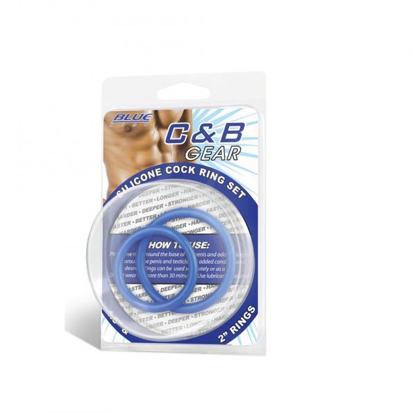 C & B Gear Silicone Cock Ring Set Blue Sex Toy Product