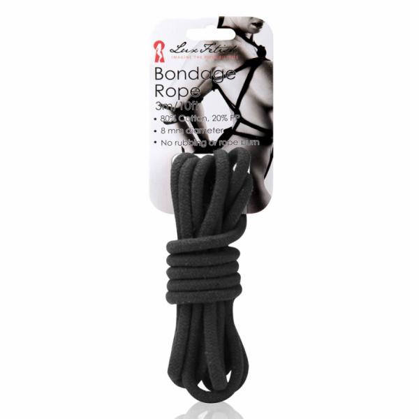 Lux Fetish Bondage Rope Black 10ft Sex Toy Product
