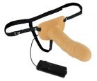 Erection Assist Hollow Strap On Vibe Beige Sex Toy Product
