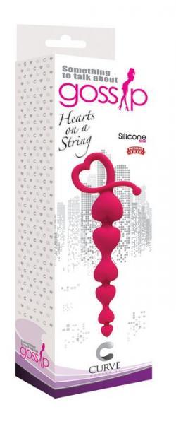 Gossip Hearts On A String Silicone Anal Beads Magenta Sex Toy Product
