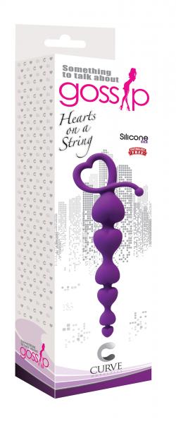 Gossip Hearts On A String Silicone Anal Beads Purple Sex Toy Product