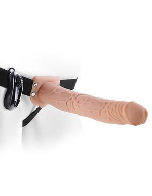 Fetish Fantasy 11 inches Vibrating Hollow Strap On Beige Sex Toy Product