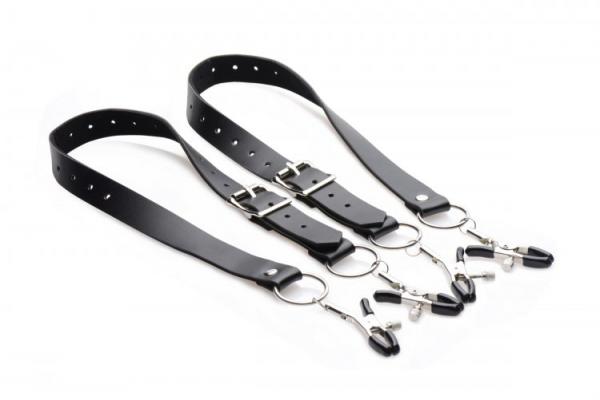 Spread Labia Spreader Straps with Clamps Black Sex Toy Product