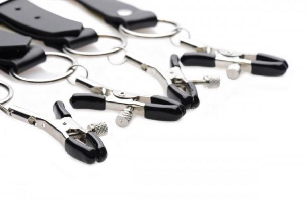 Spread Labia Spreader Straps with Clamps Black Sex Toy Product