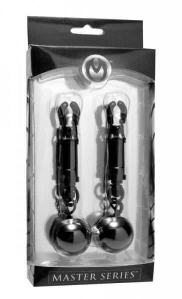 Black Bomber Nipple Clamps With Ball Weights Sex Toy Product