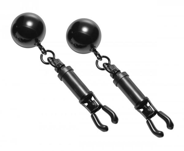 Black Bomber Nipple Clamps With Ball Weights Sex Toy Product