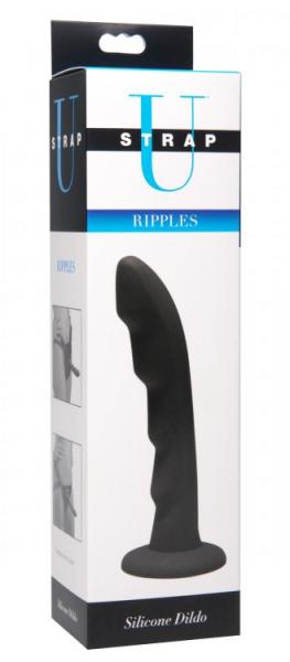 Strap U Ripples Silicone Strap On Harness Dildo Black Image 3