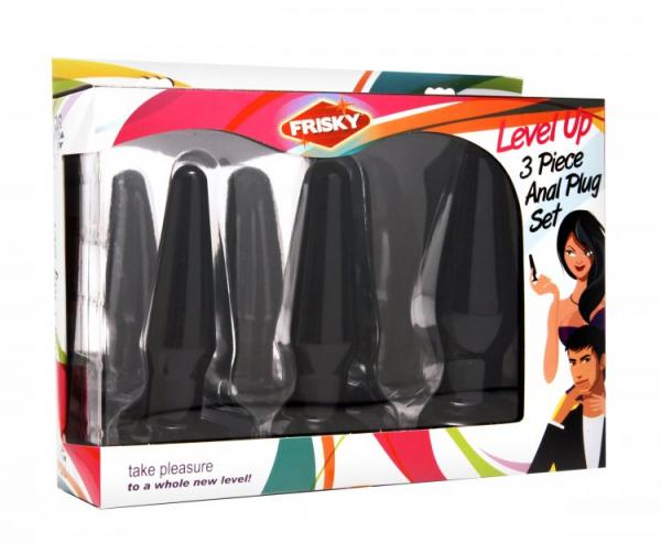 Level Up 3 Piece Anal Plug Set Black Sex Toy Product