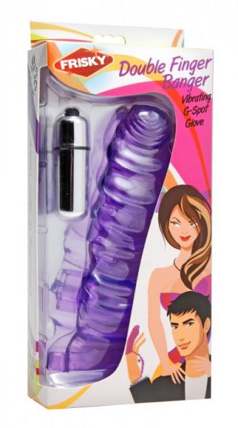 Double Finger Banger Vibrating G-Spot Glove - Purple Sex Toy Product