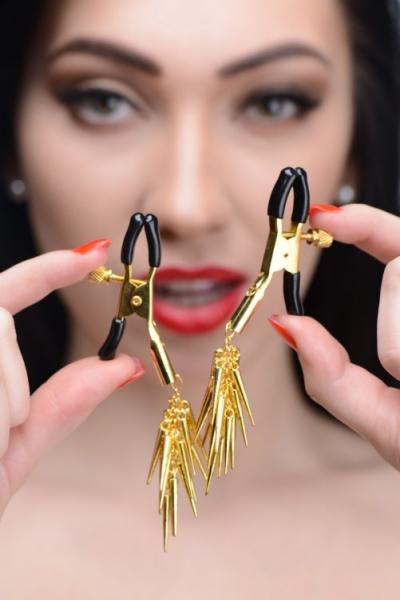 Lure Adjustable Nipple Clamps With Gold Spikes Sex Toy Product