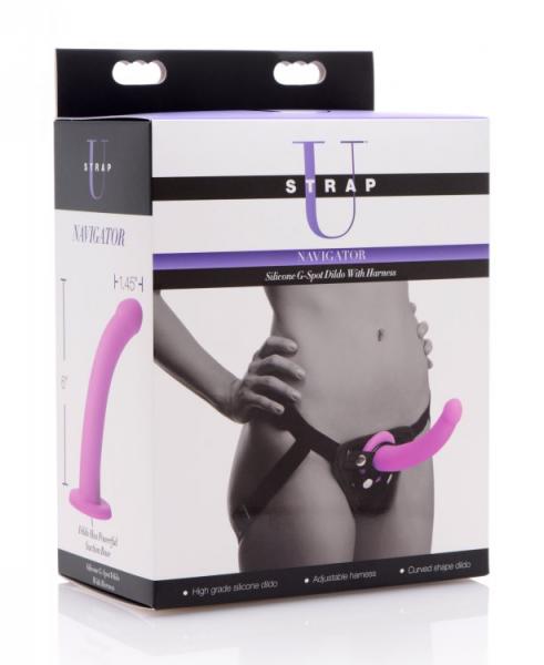 Strap U Navigator Silicone G-Spot Dildo With Harness Image 4