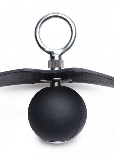 Eyelet Ball Gag Black Leather O/S Sex Toy Product