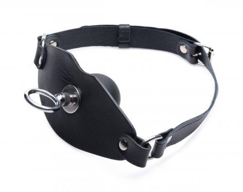 Eyelet Ball Gag Black Leather O/S Sex Toy Product