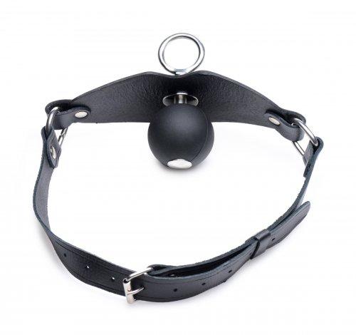 Eyelet Ball Gag Black Leather O/S Sex Toy Product