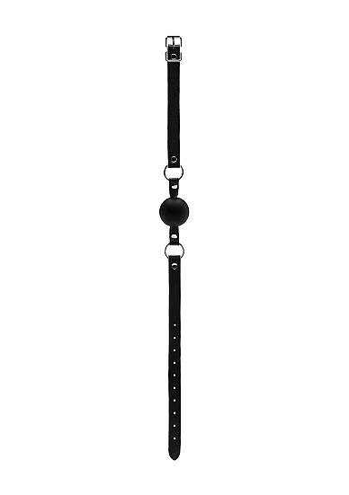 Leather Black And White Mouth Gag With Adjustable Strap Sex Toy Product