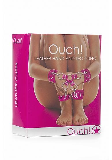 Leather Hand And Leg Cuffs Pink Sex Toy Product