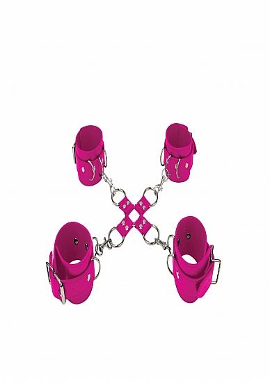 Leather Hand And Leg Cuffs Pink Sex Toy Product