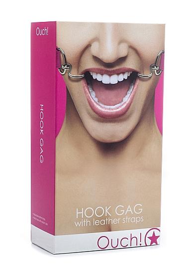 Ouch Hook Gag with Leather Straps Pink O/S Sex Toy Product