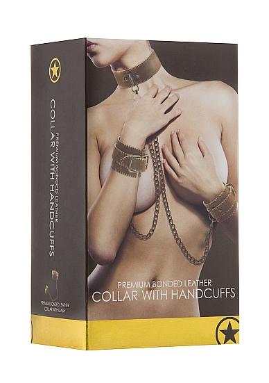 Ouch Collar With Handcuffs Brown Sex Toy Product