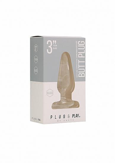Butt Plug Basic 3 inches Glass Clear Sex Toy Product