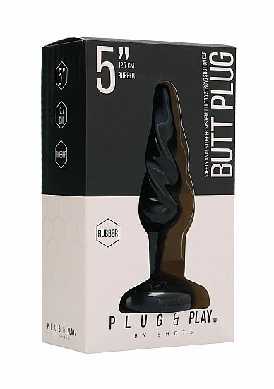 Butt Plug Rounded 5 inches Black TPR Sex Toy Product