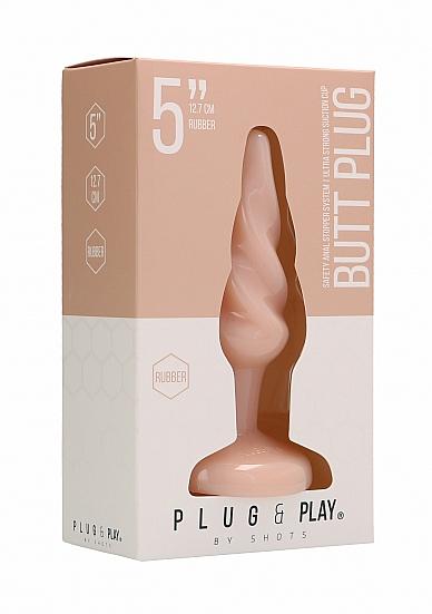 Butt Plug Rounded 5 inches Beige TPR Sex Toy Product