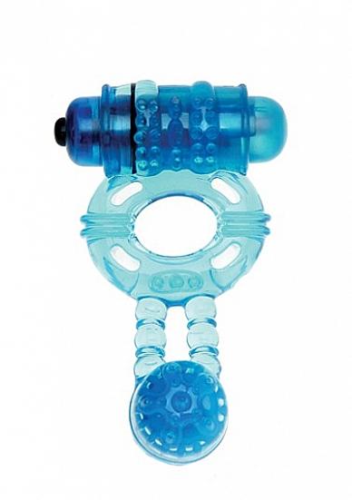 Super Twin Vibrating Pleasure Ring Blue Sex Toy Product