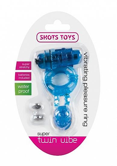 Super Twin Vibrating Pleasure Ring Blue Sex Toy Product