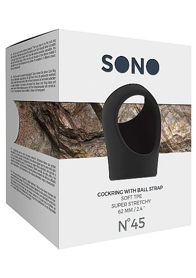 Sono No 45 Cock Ring with Ball Strap Black Sex Toy Product