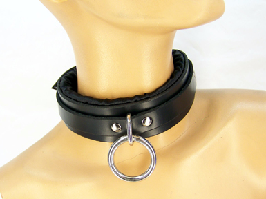 Locking Black Satin Padded Collar Sex Toy Product