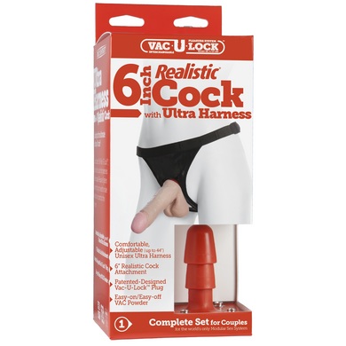 Vac-U-Lock 7" Realistic Dildo with Ultra Harness Sex Toy Product