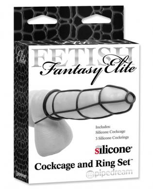 Cockage and Ring Set - Black Sex Toy Product
